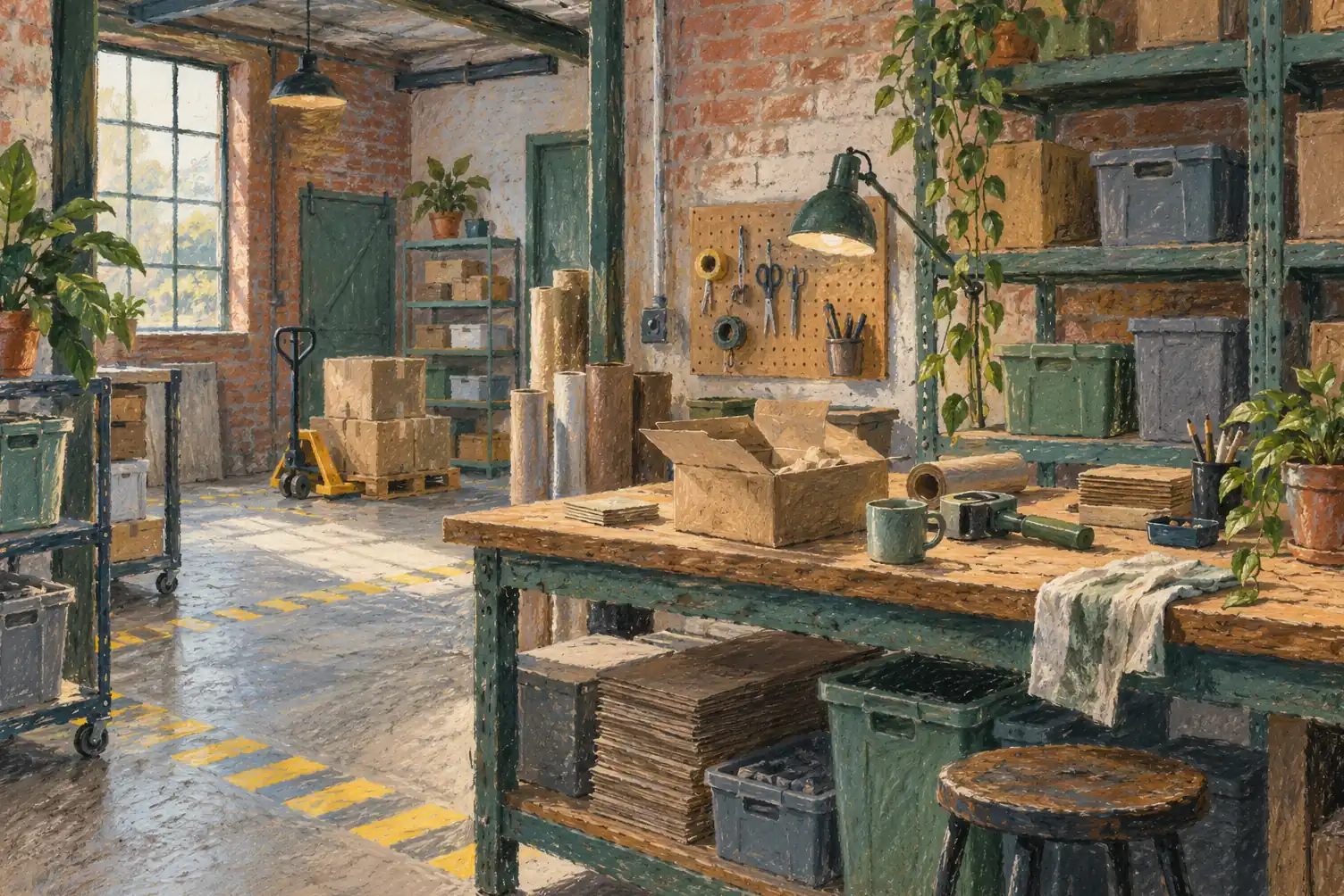 Illustration of warehouse businesses and their working space